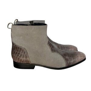 Dingo Mens 9.5 D  Dunn Casual Boots Grey Ankle Leather Gator Western Casual